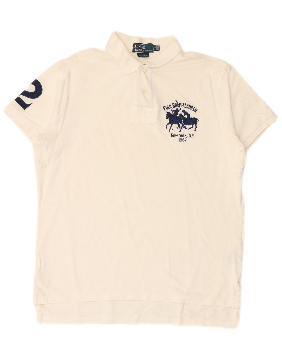 POLO RALPH LAUREN Herre Custom Fit Rugby Polo Shirt Stor hvid bomuld