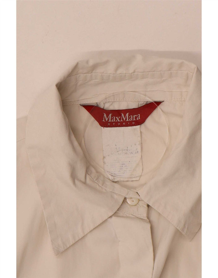 Max Mara Dame Shirt Bluse UK 16 Large White
