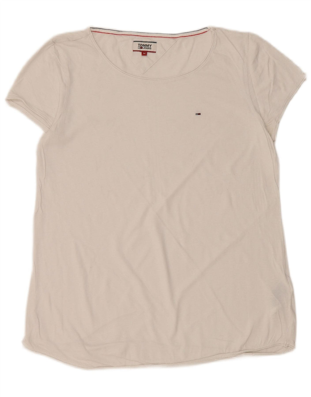 TOMMY HILFIGER T-shirt top til kvinder UK 14 Medium hvid bomuld