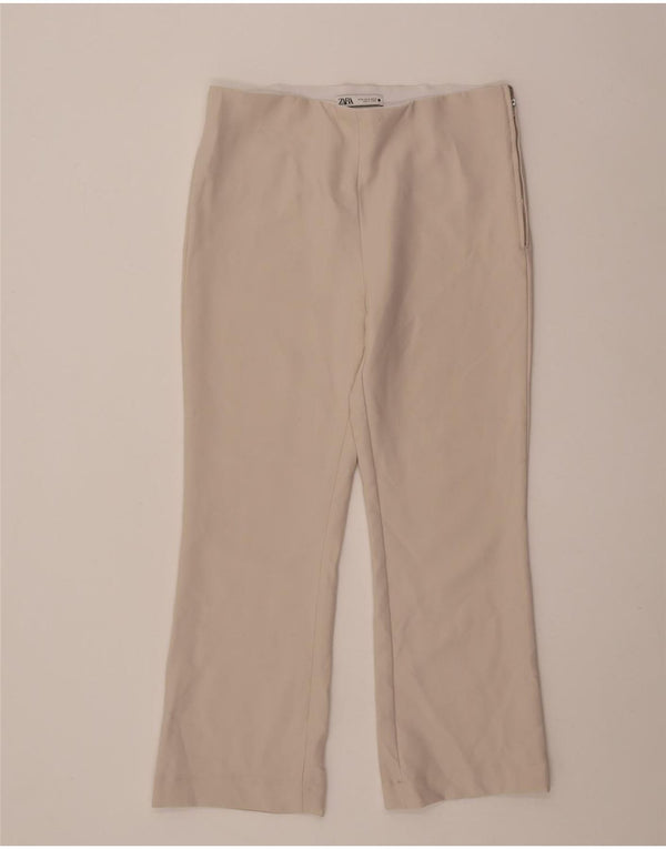 Zara Dame Højtalje Bootcut Casual Bukser XL W38 L28 Beige