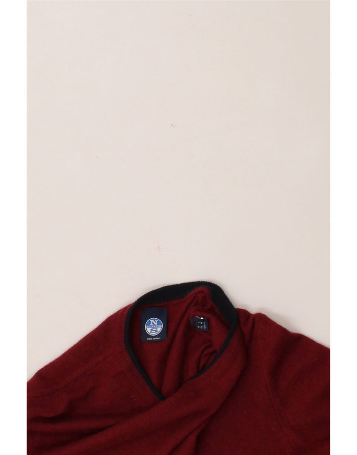 NORTH SAILS Mens Crew Neck Jumper Sweater Small Burgundy Polyamide Vintage North Sails and Second-Hand North Sails from Messina Hembry 