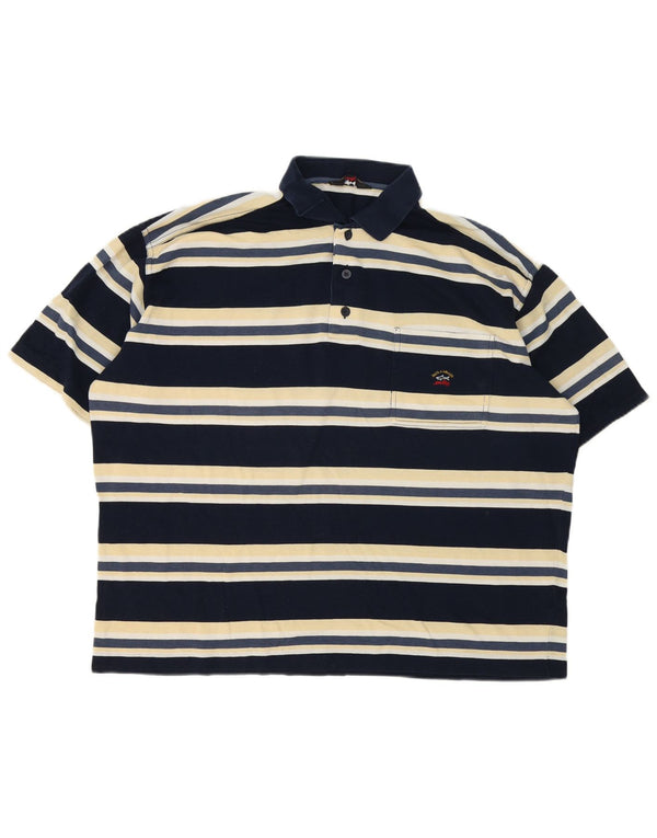Paul & Shark herre polo shirt 2XL marineblå stribet bomuld