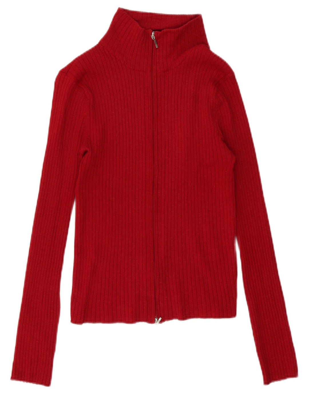 Zara Dame Cardigan Sweater UK 12 Medium Red Ramie