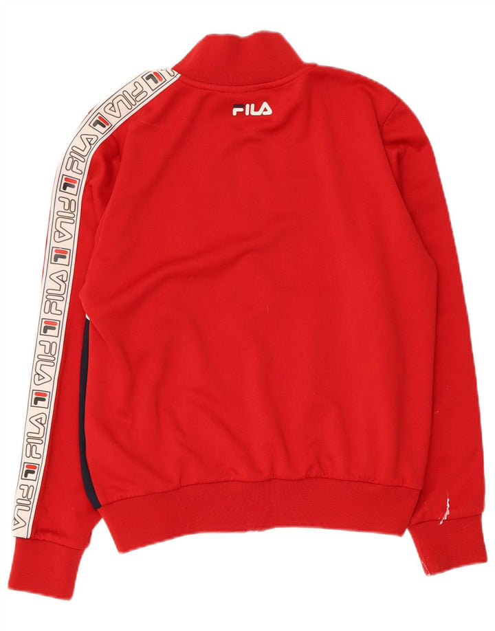 FILA Grafisk træningsdragt topjakke til kvinder UK 14 Medium Red Colourblock