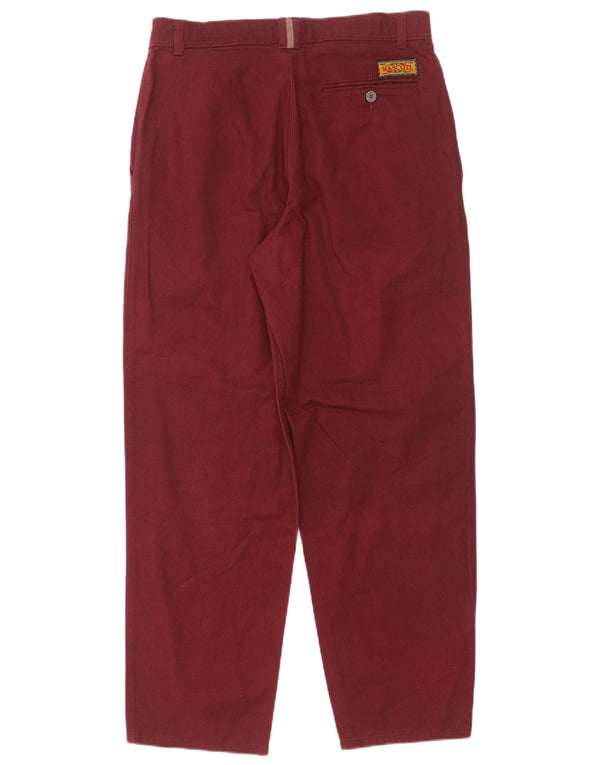 Vintage Mens Tapered Chino Trousers W32 L34 Burgundy Cotton Sports