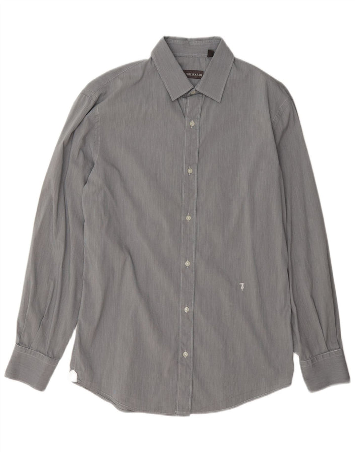 Trussardi herreskjorte str. 39 Medium Grey Houndstooth