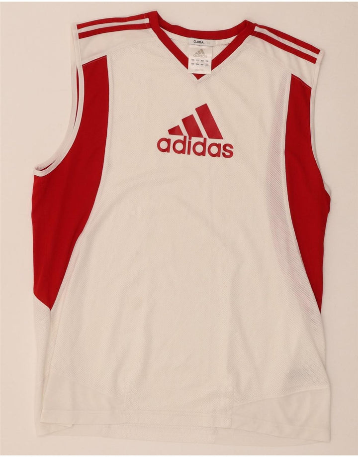 Adidas Herre Climalite Grafisk Vest Top Medium White Colourblock Polyester