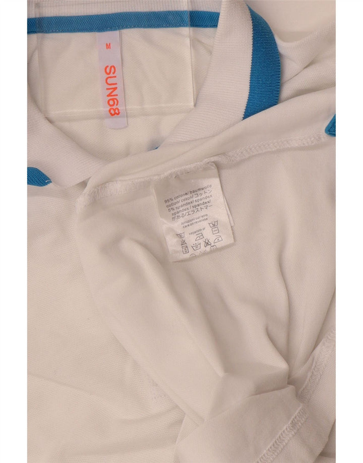 Sun68 Herre poloshirt Medium White Colourblock Bomuld