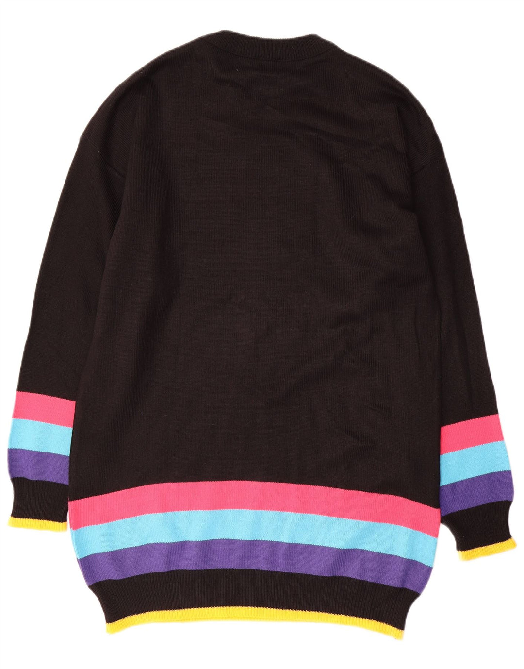 VINTAGE Grafisk Jumperkjole til kvinder UK 16 Stor sort farveblok