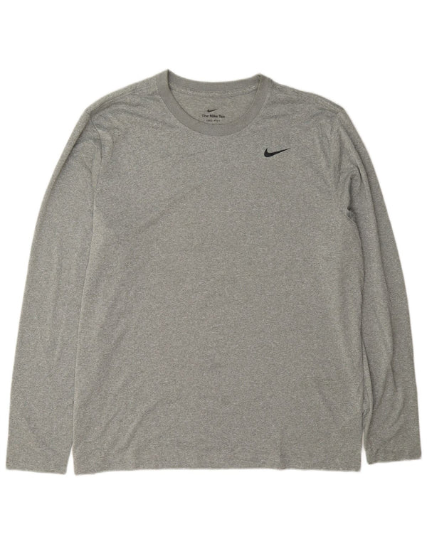 Nike Herre Dri Fit Top Langærmet XL Grå Flecked Polyester