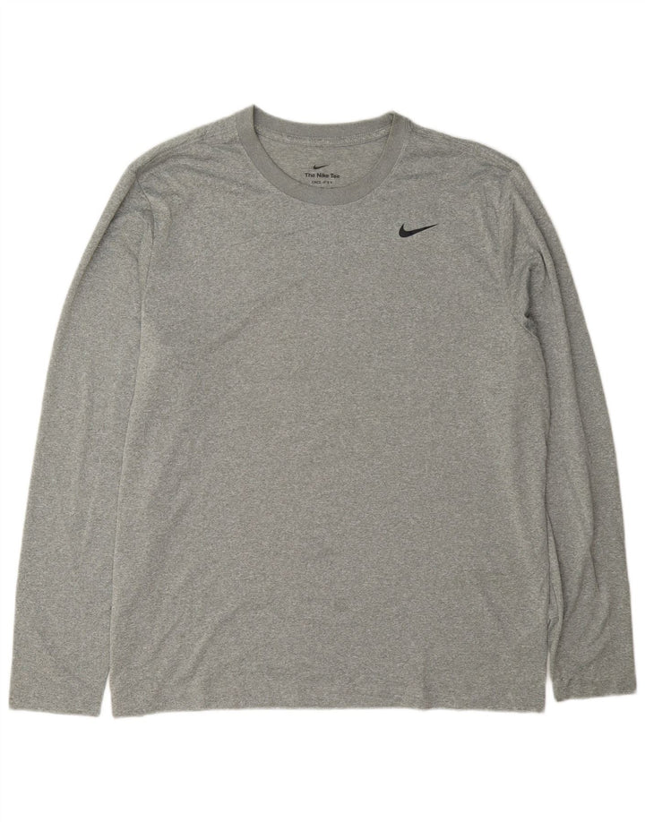 Nike Herre Dri Fit Top Langærmet XL Grå Flecked Polyester
