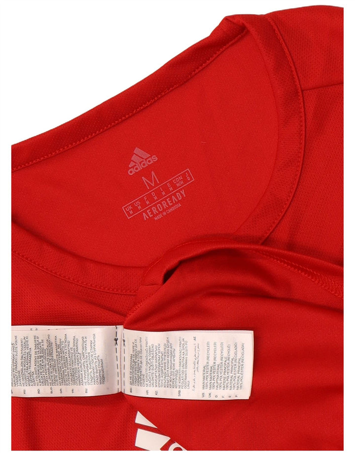 Adidas Herre Aeroready T-Shirt Top Medium Rød Colourblock Polyester