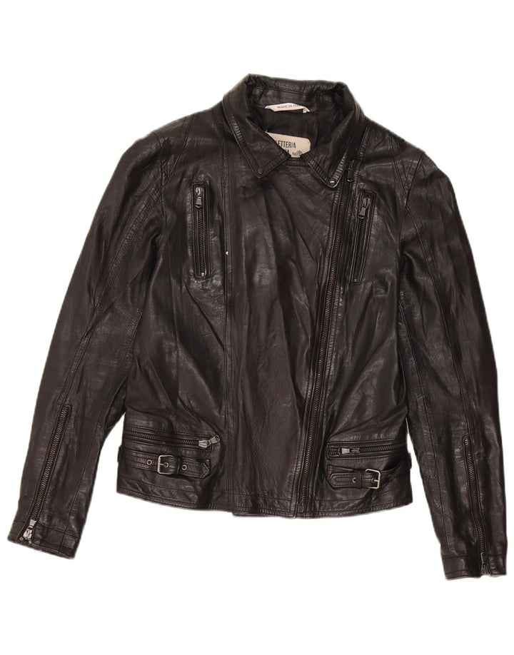 Bayside Læder Biker Jacket IT 44 Medium Sort Læder