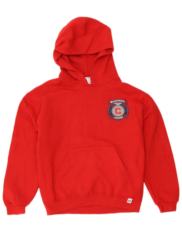 Russell Athletic Boys Chicago Fire Graphic Hoodie Jumper 13-14 år XL Rød