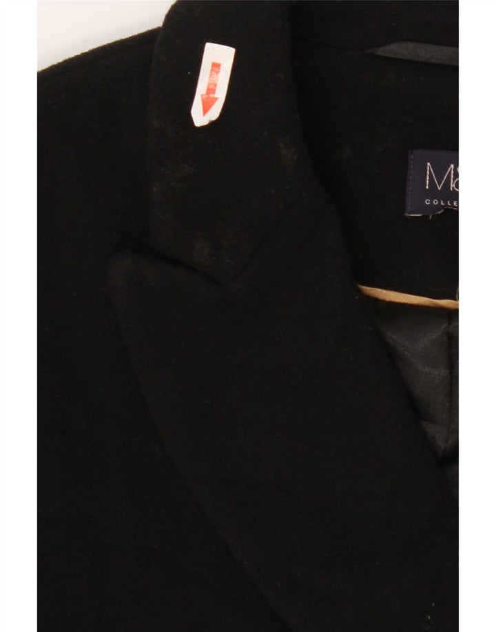 Marks & Spencer Dame Dobbeltradet Frakke UK 14 Large Black Wool