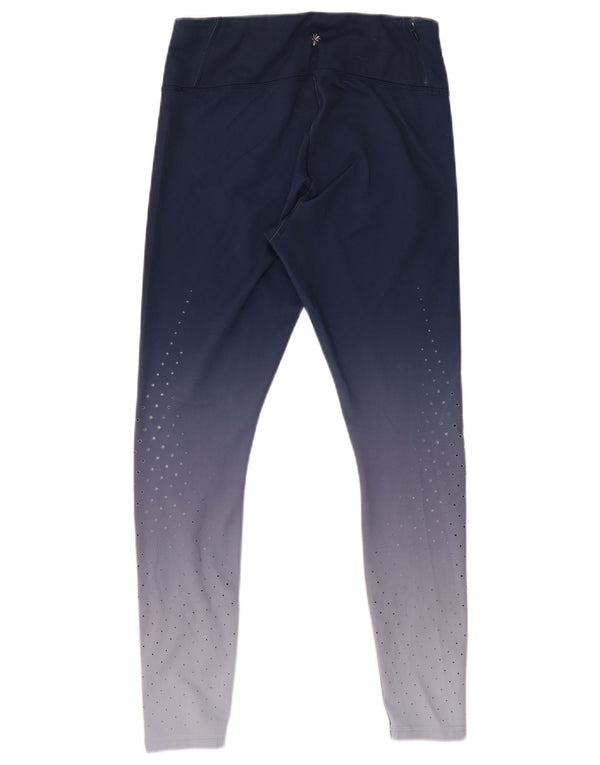 ATHLETA Womens Leggings UK 10 Small Navy Blue Colourblock