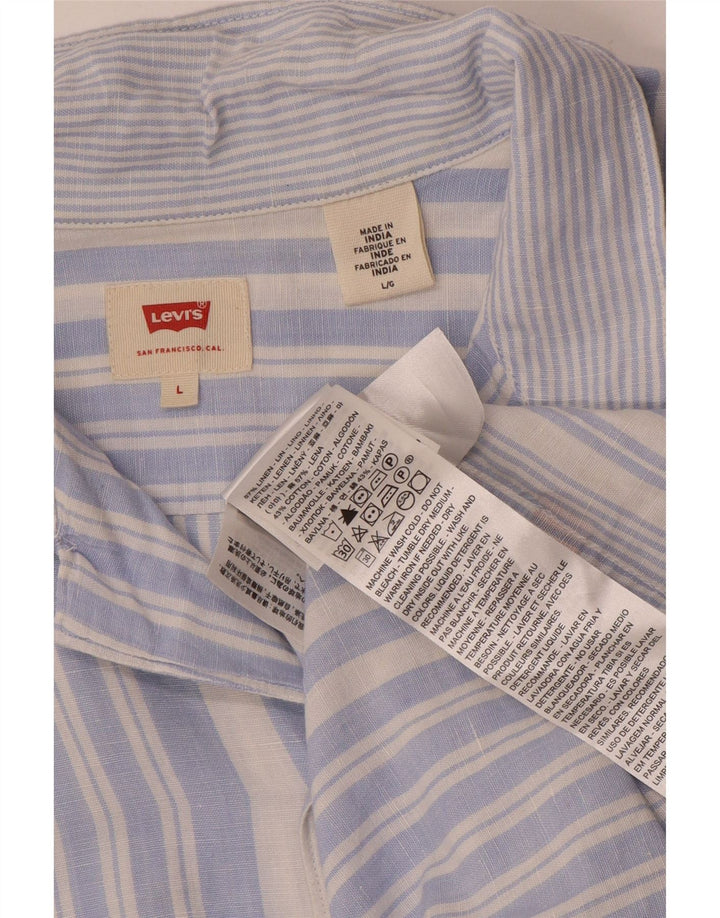 Levi's kortærmet herreskjorte, stor blå stribet hør