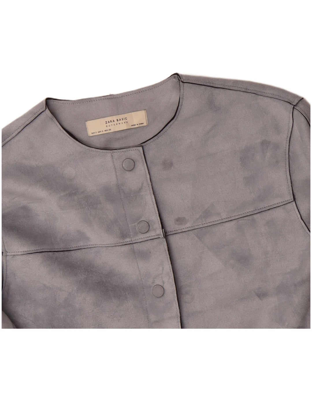 ZARA Kvinders Oversized Crop Bomber Jacket UK 10 Small Grå Polyester