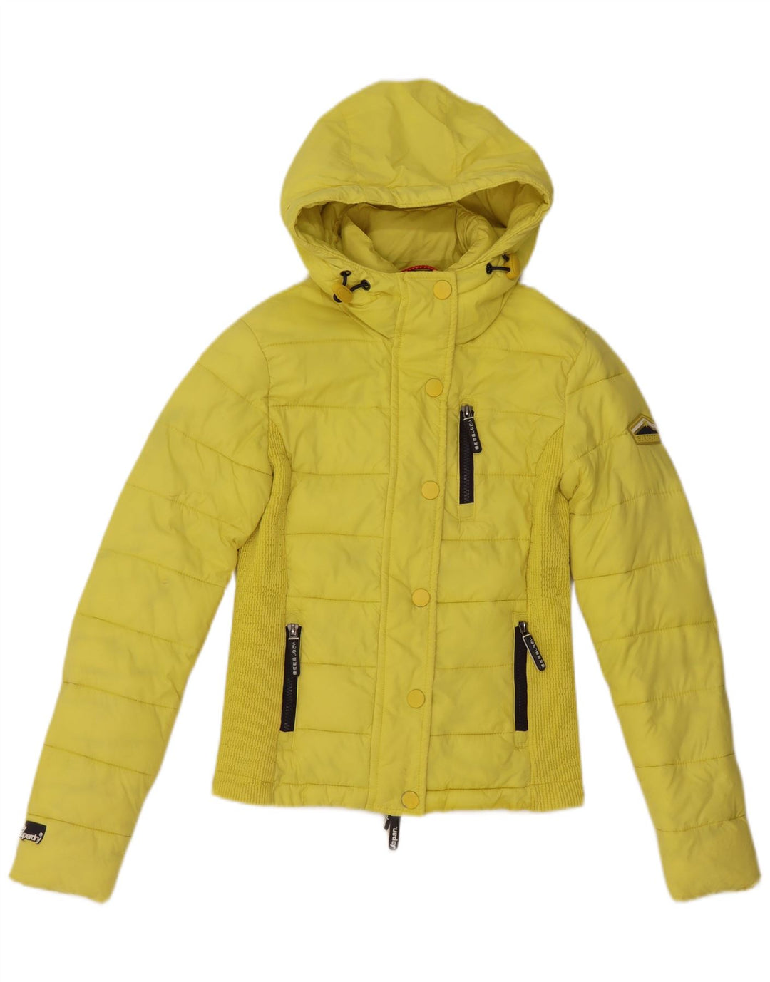SUPERDRY Polstret hættejakke til kvinder UK 14 Medium Gul Nylon