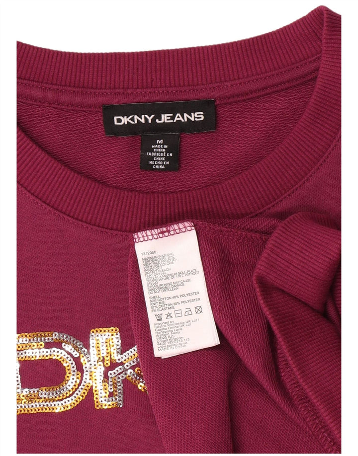 Dkny Dame Grafisk Sweatshirt Jumper UK 14 Medium Lilla Bomuld
