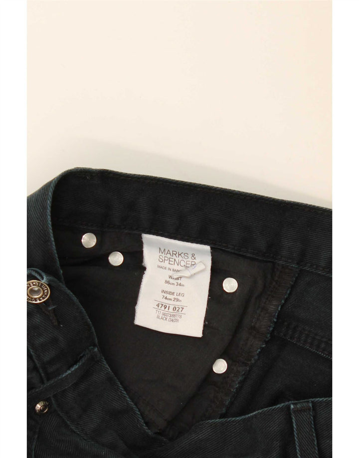 Marks & Spencer Herre Blue Harbor Straight Jeans W34 L29 Sort Bomuld