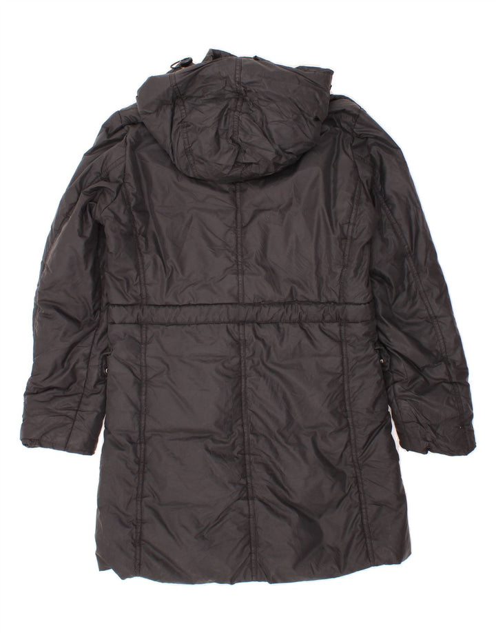 BENETTON Womens Hooded Padded Coat UK 14 Large Black Vintage Benetton and Second-Hand Benetton from Messina Hembry 