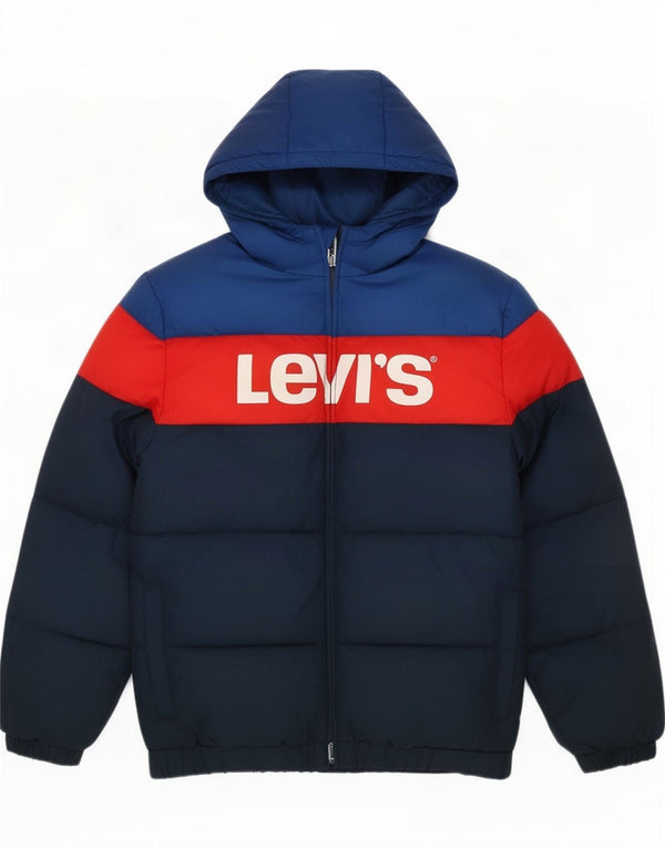 Levi's Boys Grafisk polstret hættejakke 13-14 år XL blå farveblok