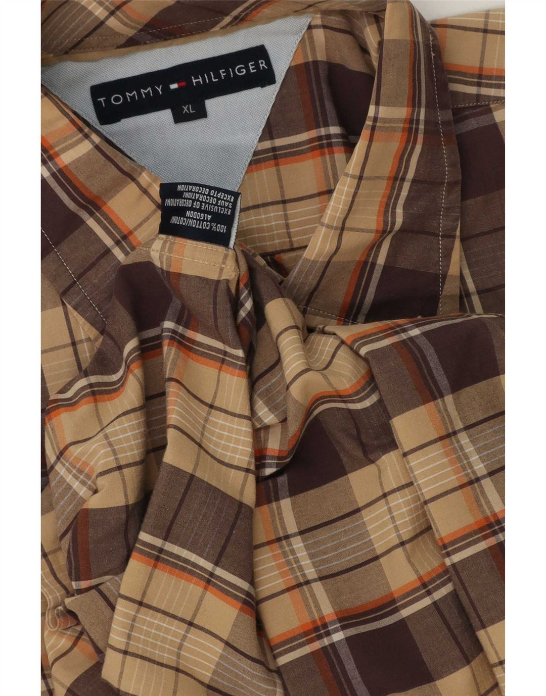 Tommy Hilfiger Herreskjorte XL Beige ternet bomuld