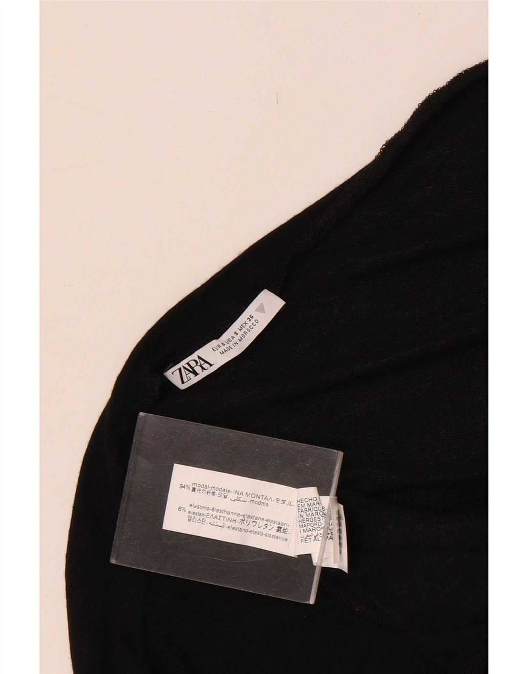 Zara Dame Top Langærmet UK 8 Lille Sort Modal