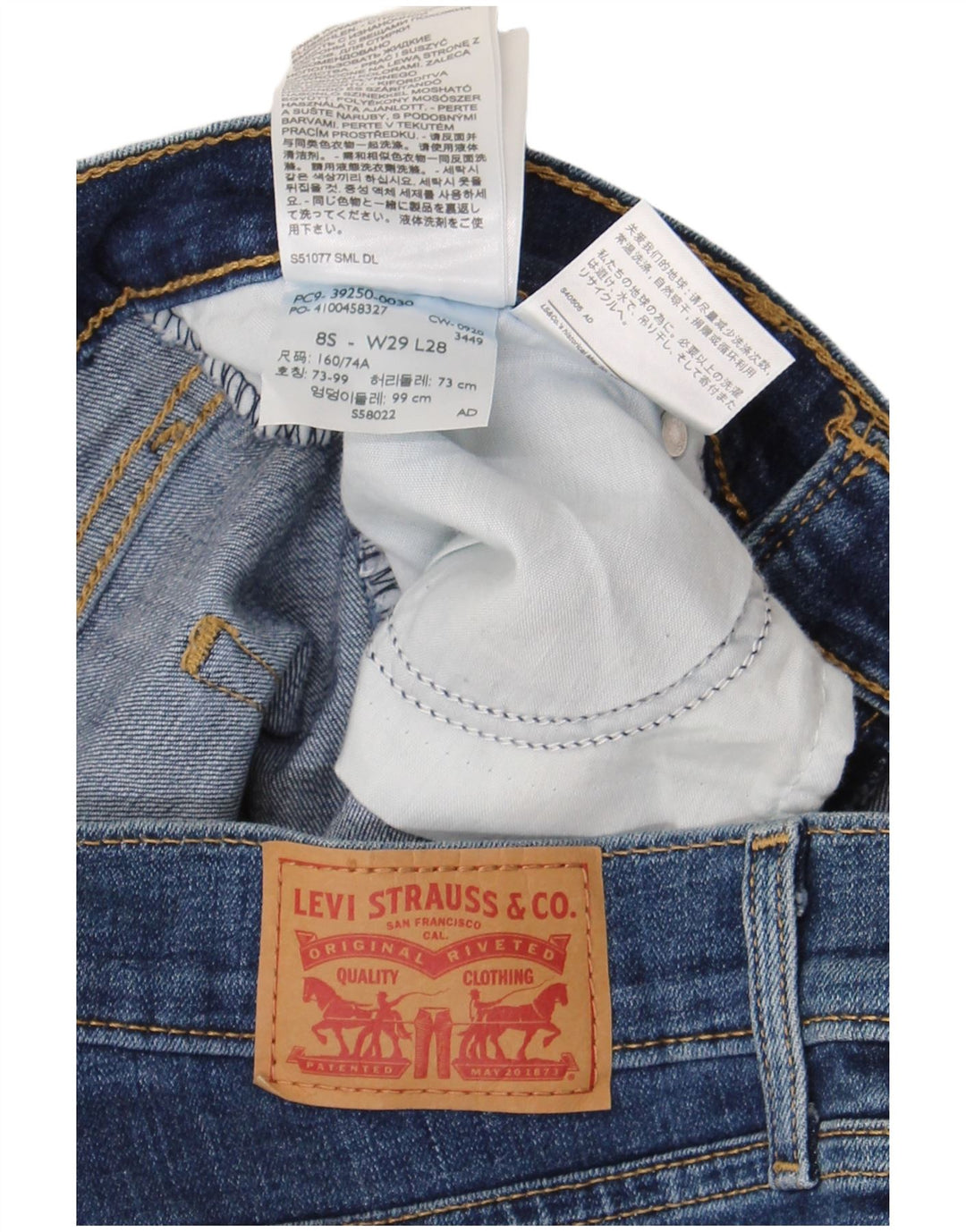 Levi's Dame Klassiske Straight Jeans US 8 Medium W29 L28 Blå Bomuld