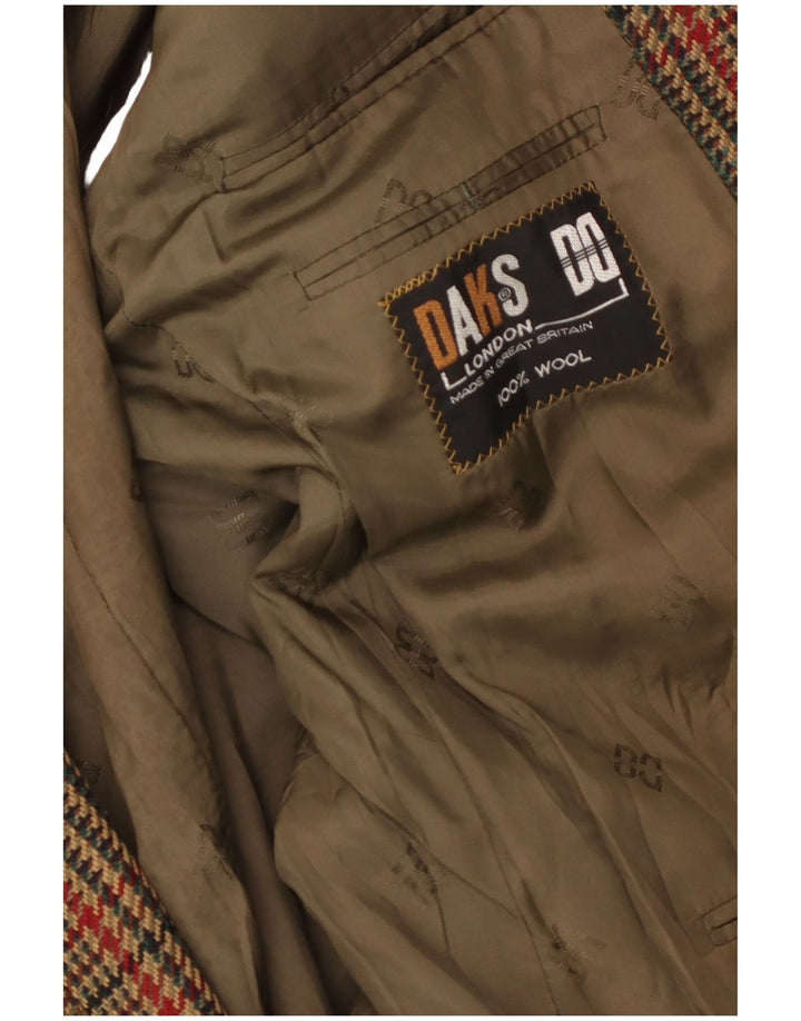 DAKS Herre 2-knaps blazerjakke UK 38 Medium Brown Houndstooth New Wool