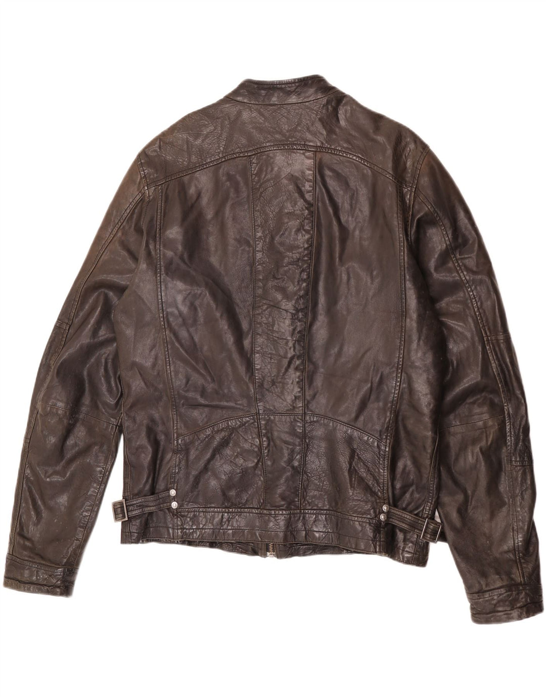 Bomboogie Herre Læder Racer Jakke UK 42 XL Brun Læder
