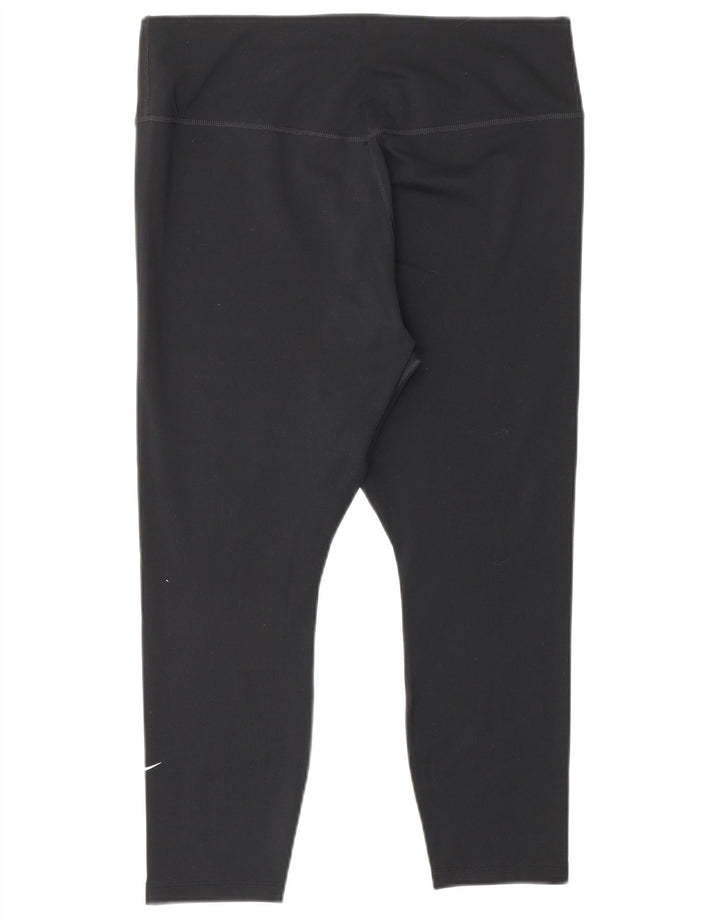 NIKE Dame Dri Fit Capri Leggings UK 14 Stor sort polyester