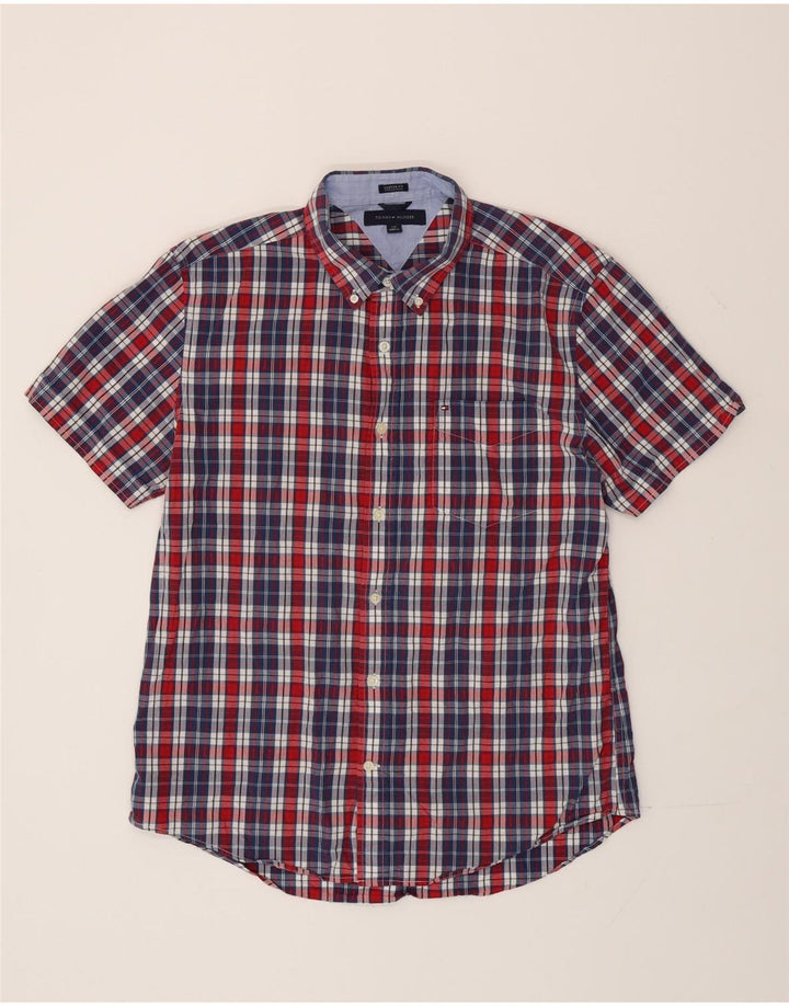 Tommy Hilfiger Kortærmet Herre Custom Fit skjorte Stor marineblå ternet