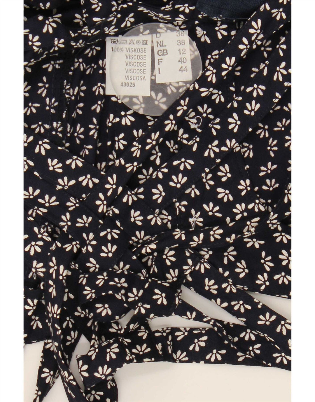 Vintage Dame Solkjole UK 12 Medium Navy Blue Floral Viscose