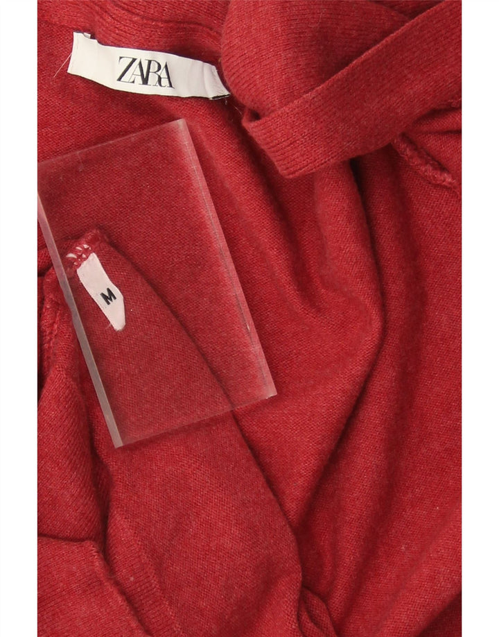 ZARA Womens Longline Open Cardigan Sweater UK 14 Medium Red