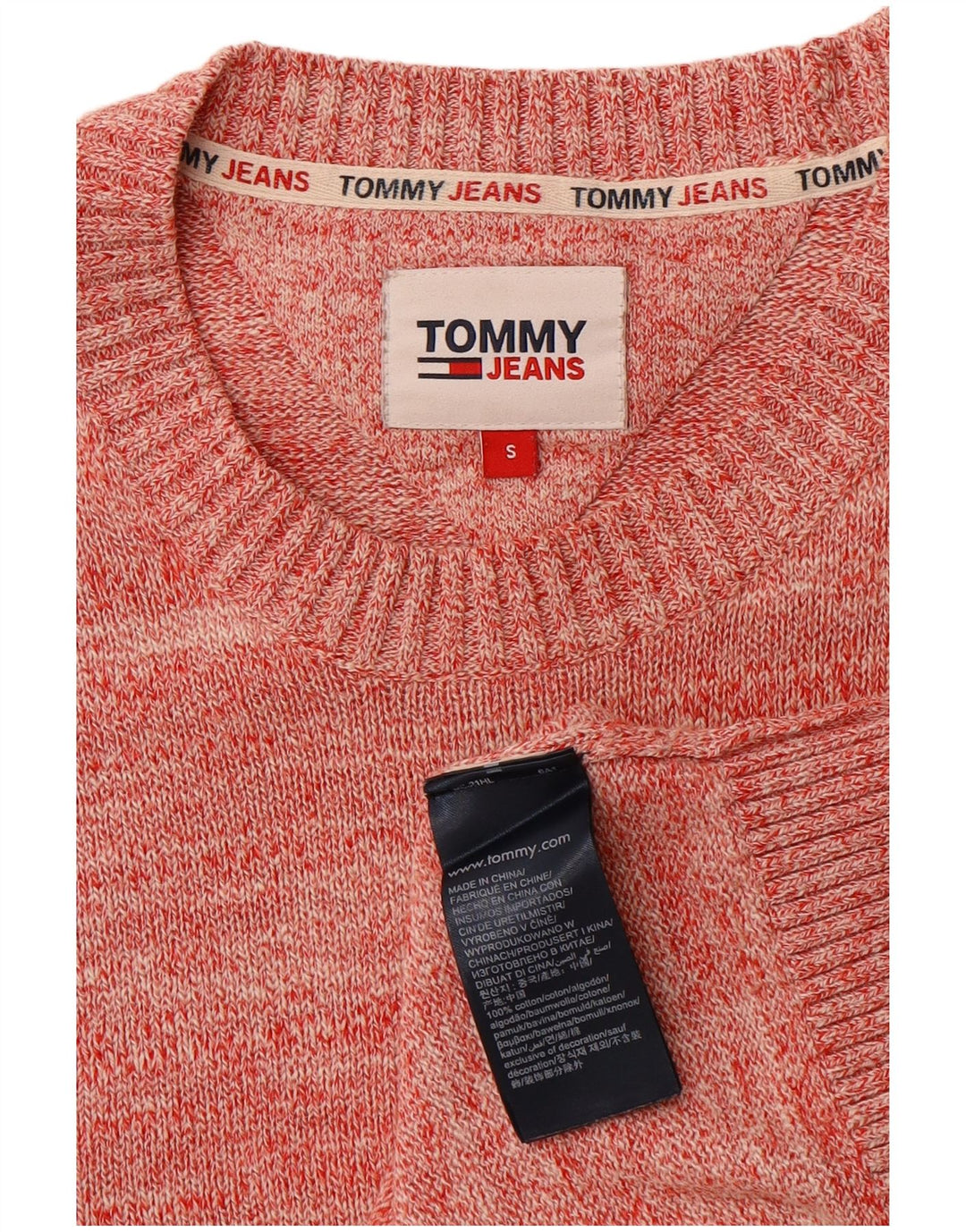 TOMMY HILFIGER Womens Oversized Crew Neck Jumper Sweater UK 10 Small Red