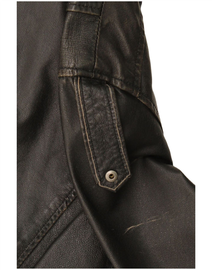 S.Oliver Herre Læder Biker Jacket UK 40 Stor Sort Læder
