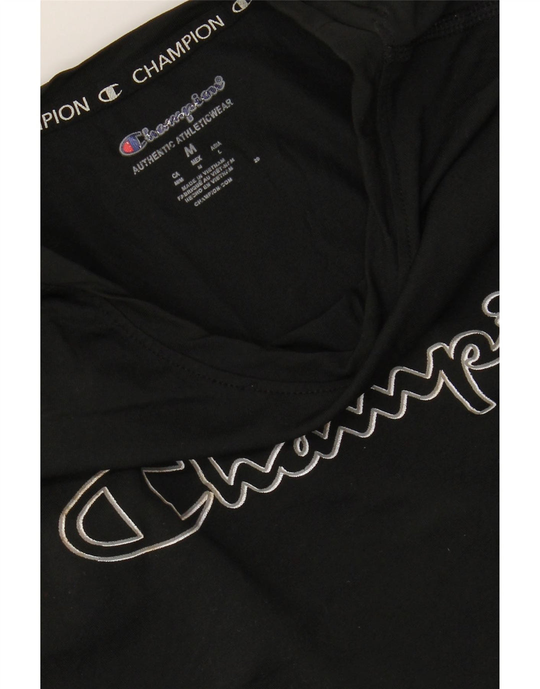 CHAMPION Womens Crop Graphic T-Shirt Top UK 12 Medium Black Vintage Champion and Second-Hand Champion from Messina Hembry 
