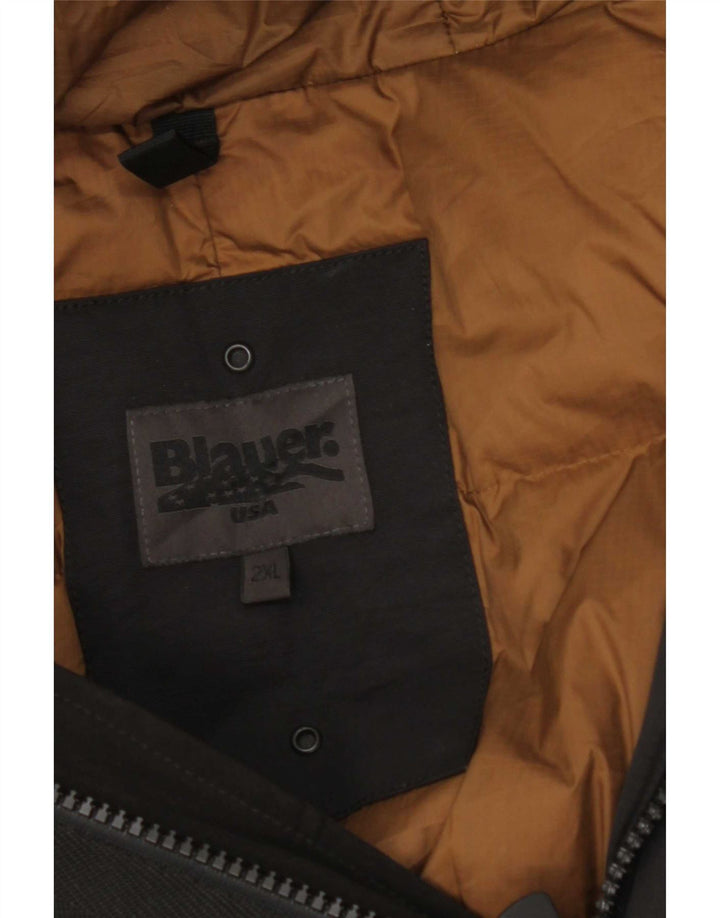 Blauer Herre Hooded Polstret Frakke UK 44 2XL Sort Polyester