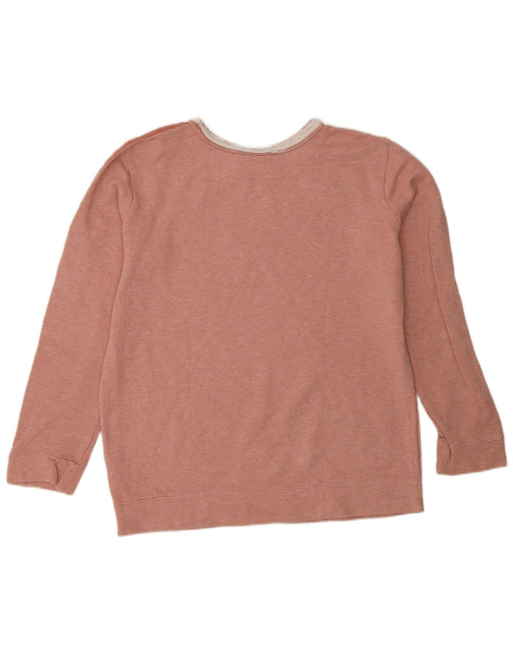 ADIDAS Womens Sweatshirt Jumper UK 14 Medium Pink Flecked Cotton Vintage Adidas and Second-Hand Adidas from Messina Hembry 