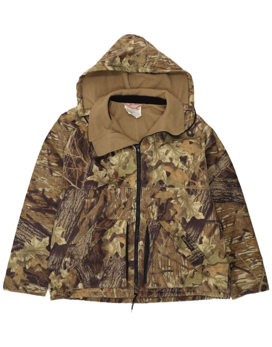 Vintage Herre Windbreaker Jacket IT 50/52 Large Khaki Floral Polyester