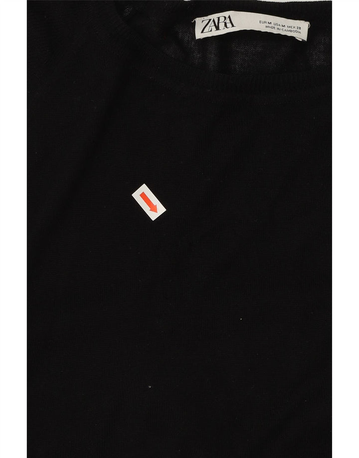 Zara Dame Boat Neck Jumper Sweater UK 14 Medium Black