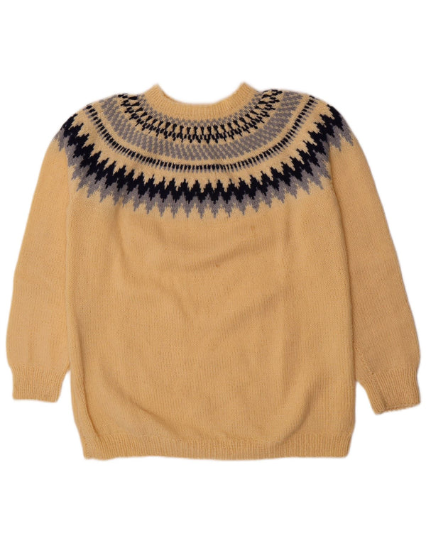 Vintage sweater med rund hals til mænd Medium Yellow Fair Isle