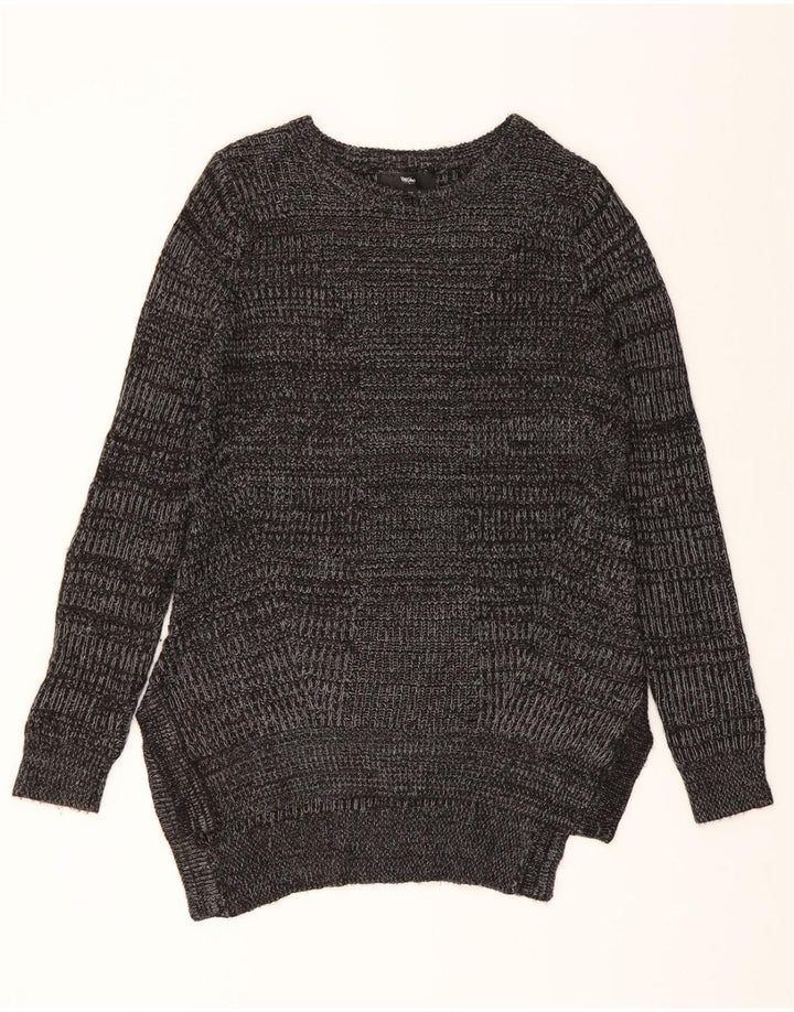 MOSSIMO Womens Longline Boat Neck Jumper Sweater UK 14 Medium Grey Acrylic Vintage Mossimo and Second-Hand Mossimo from Messina Hembry 