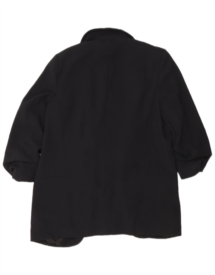 ZARA Dame 3/4 ærmet åben blazerjakke UK 14 Medium Sort Polyester