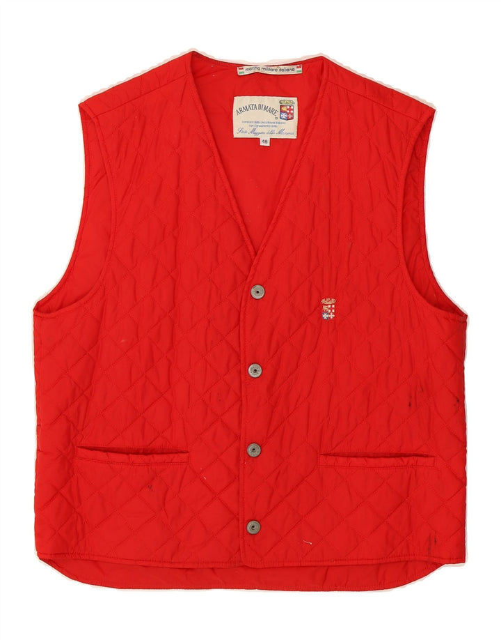 ARMATA DI MARE Mens Quilted Gilet IT 48 Medium Red Vintage Armata Di Mare and Second-Hand Armata Di Mare from Messina Hembry 
