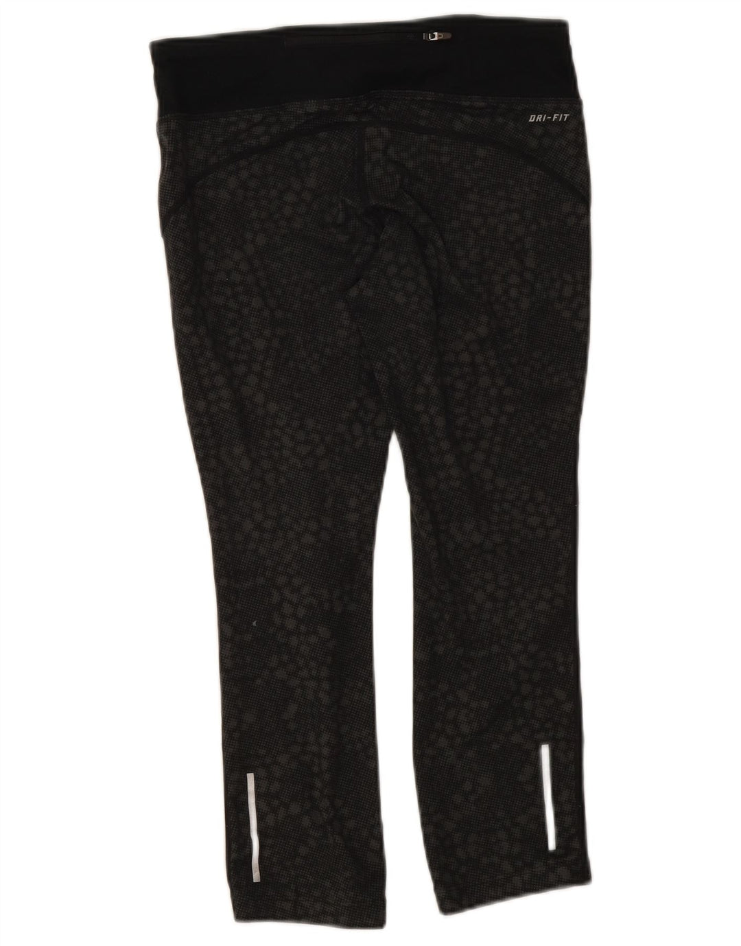 Nike Dame Dri Fit Leggings UK 10 Small Black Geometric