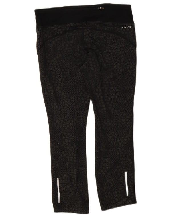 Nike Dame Dri Fit Leggings UK 10 Small Black Geometric