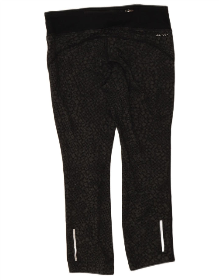 Nike Dame Dri Fit Leggings UK 10 Small Black Geometric